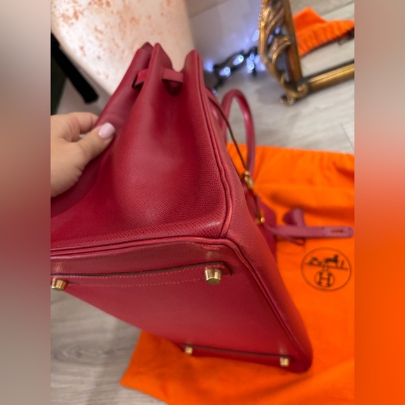 Authentic HERMES birkin 35 courchevel leather vermillion red satchel - Picture 11 of 16